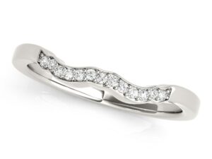 14k White Gold Wavy Style Diamond Wedding Ring (1/15 cttw)
