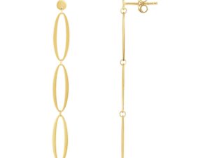 14K Yellow Gold Triple Oval Fancy Drop Earrings