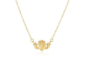 14k Yellow Gold Pendant with Claddagh Symbol