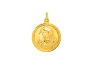 Religious Pendant with Virgin Mary Motif in 14K Yellow Gold