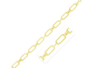 14k Yellow Gold High Polish Paperclip Rondel Link Chain Bracelet (5.60 mm)