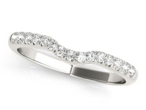 14k White Gold Pave Set Curved Diamond Wedding Band (1/5 cttw)
