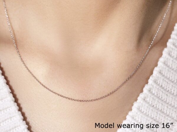 14k White Gold Round Cable Link Chain (1.10 mm) - Image 5