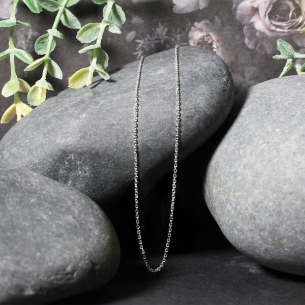 18k White Gold Diamond Cut Cable Link Chain (1.10 mm) - Image 5