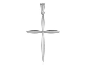 14k White Gold Rounded and Pointed Cross Pendant