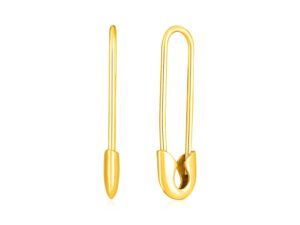 14k Yellow Gold Safety Pin Earrings