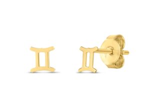14K Yellow Gold Gemini Stud Earrings