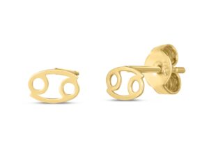 14k Yellow Gold Cancer Stud Earrings