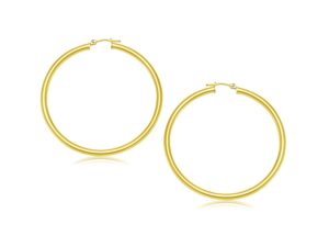 10k Yellow Gold Polished Hoop Earrings (3x25 mm)