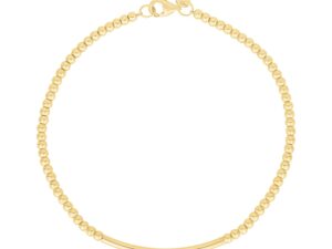 14k Yellow Gold High Polish Bead Bar Bracelet (2.50 mm)