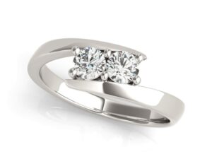 14k White Gold Round Two Stone Common Prong Diamond Ring (1/2 cttw)