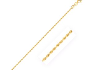 2.0mm 10k Yellow Gold Diamond Cut Rope Anklet