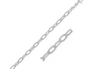 14k White Gold Anklet with Fancy Hammered Oval Links