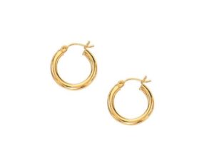 10k Yellow Gold Polished Hoop Earrings (3x15mm)