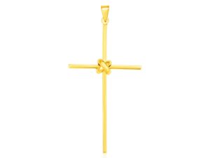 14k Yellow Gold Bar Style Cross Pendant