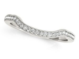 14k White Gold Curvy Style Pave Set Diamond Wedding Band (1/6 cttw)