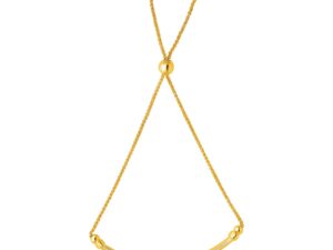 14k Yellow Gold Smooth Curved Bar and Lariat Style Bracelet (1.00 mm)