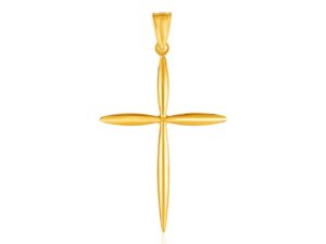14k Yellow Gold Rounded and Pointed Cross Pendant