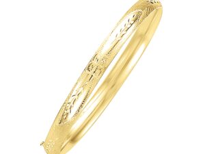 14k Yellow Gold Dome Florentine Design Bangle (5.00 mm)