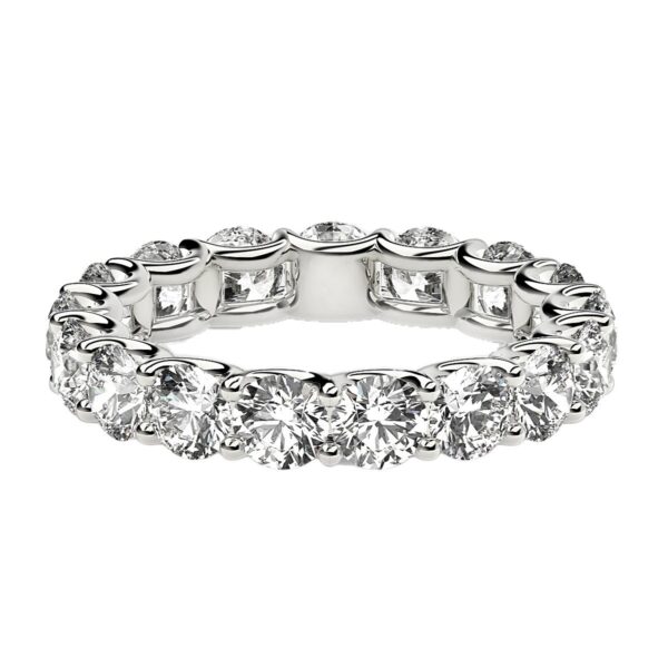 Round Cut Lab Grown Diamond Eternity Ring in 14k White Gold (3 cttw FG/VS2) - Image 2