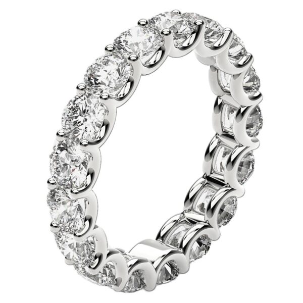 Round Cut Lab Grown Diamond Eternity Ring in 14k White Gold (3 cttw FG/VS2) - Image 4