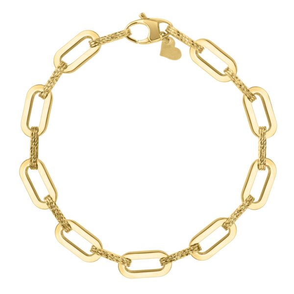 14k Yellow Gold Diamante Paperclip Chain Bracelet (7.00 mm) - Image 2