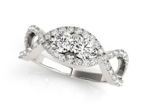 14k White Gold Split Shank Infinity Two Stone Round Diamond Ring (1/2 cttw)