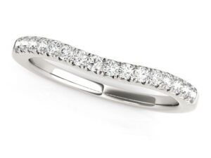 14k White Gold Pave Set Round Curved Wedding Band (1/4 cttw)