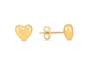 Small Polished Heart Post Earrings in 14K Yellow Gold