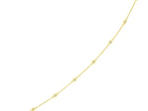 14k Yellow Gold 7 inch Bracelet with Diamond Stations (3.30 mm)