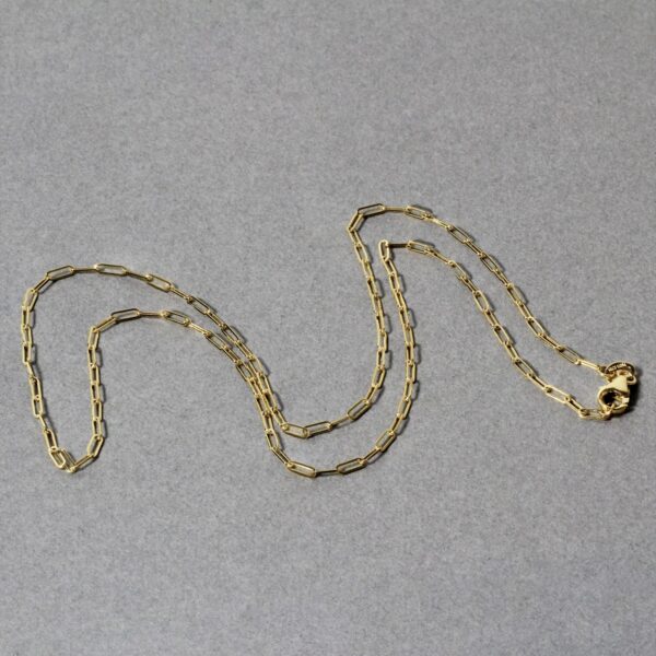 18K Yellow Gold Fine Paperclip Chain (1.50 mm) - Image 5