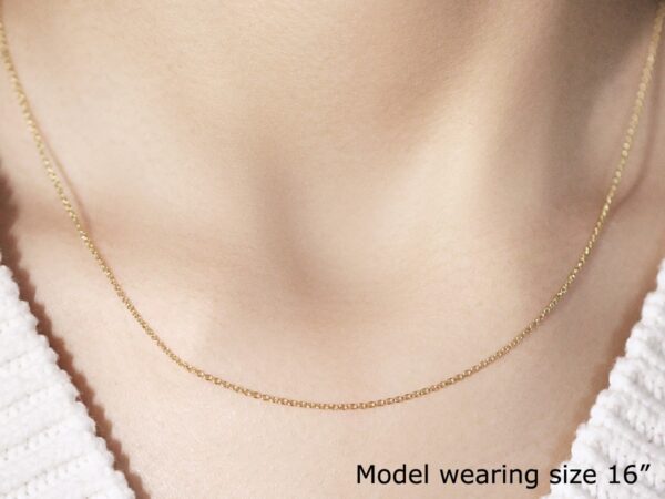 14k Yellow Gold Round Cable Link Chain (1.1 mm) - Image 4