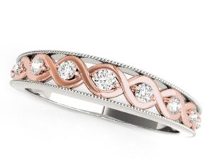 14k White And Rose Gold Infity Diamond Wedding Band (1/8 cttw)