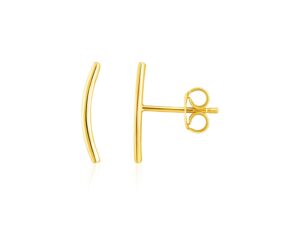 14k Yellow Gold Curve Climber Post Earrings