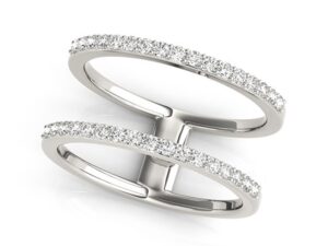 14k White Gold Dual Band Design Ring with Diamonds (1/3 cttw)