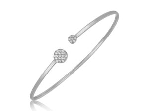 14k White Gold High Polish Diamond Cluster Bangle (2.00 mm)