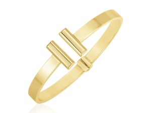 14k Yellow Gold High Polish Bar Cuff Bangle (6.00 mm)
