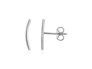 14k White Gold Curve Climber Post Earrings