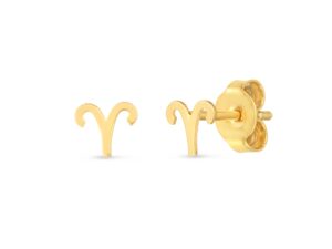 14K Yellow Gold Aries Stud Earrings