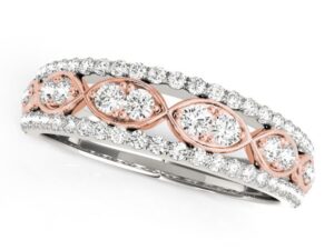 14k White And Rose Gold Doulbe Diamond Infinity Design Band (3/8 cttw)