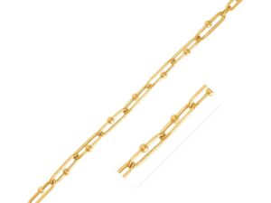 14k Yellow Gold 7 3/4 inch Beaded Oval Chain Bracelet (7.20 mm)