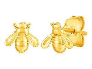 14k Yellow Gold Bee Stud Earrings