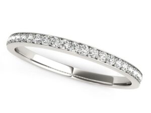 14k White Gold Prong Setting Round Diamond Wedding Band (1/5 cttw)