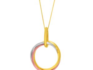 14k Tri-Color Gold Open Interlaced Ring Pendant