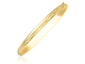 10k Yellow Gold Botanical Pattern Florentine Bangle (5.00 mm)