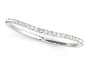 14k White Gold Pave Style Setting Curved Diamond Wedding Band (1/10 cttw)