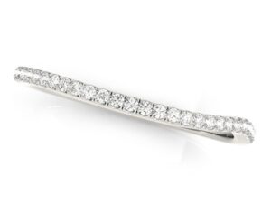 14k White Gold Slim Curved Diamond Wedding Ring (1/10 cttw)