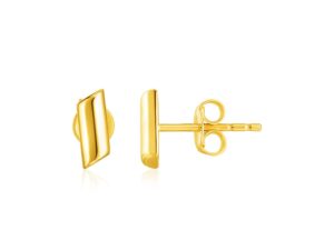 14k Yellow Gold Polished Rectangular Post Earrings