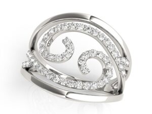 Swirl Design Diamond Ring in 14k White Gold (1/2 cttw)